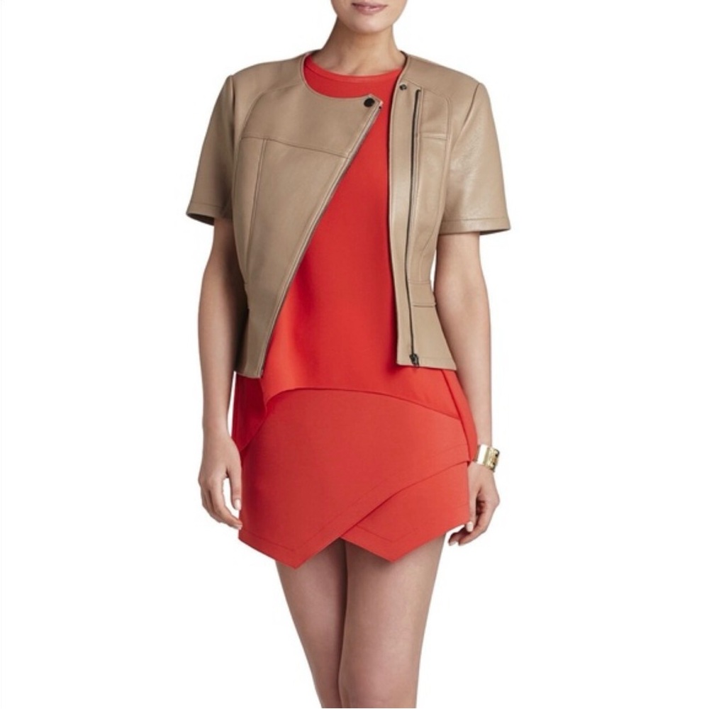 BCBG Tan Leather Jacket